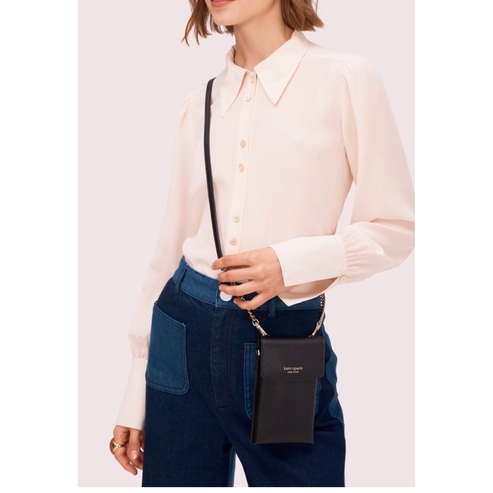 NWT Kate Spade Silvia North South‎ Flip Crossbody Black